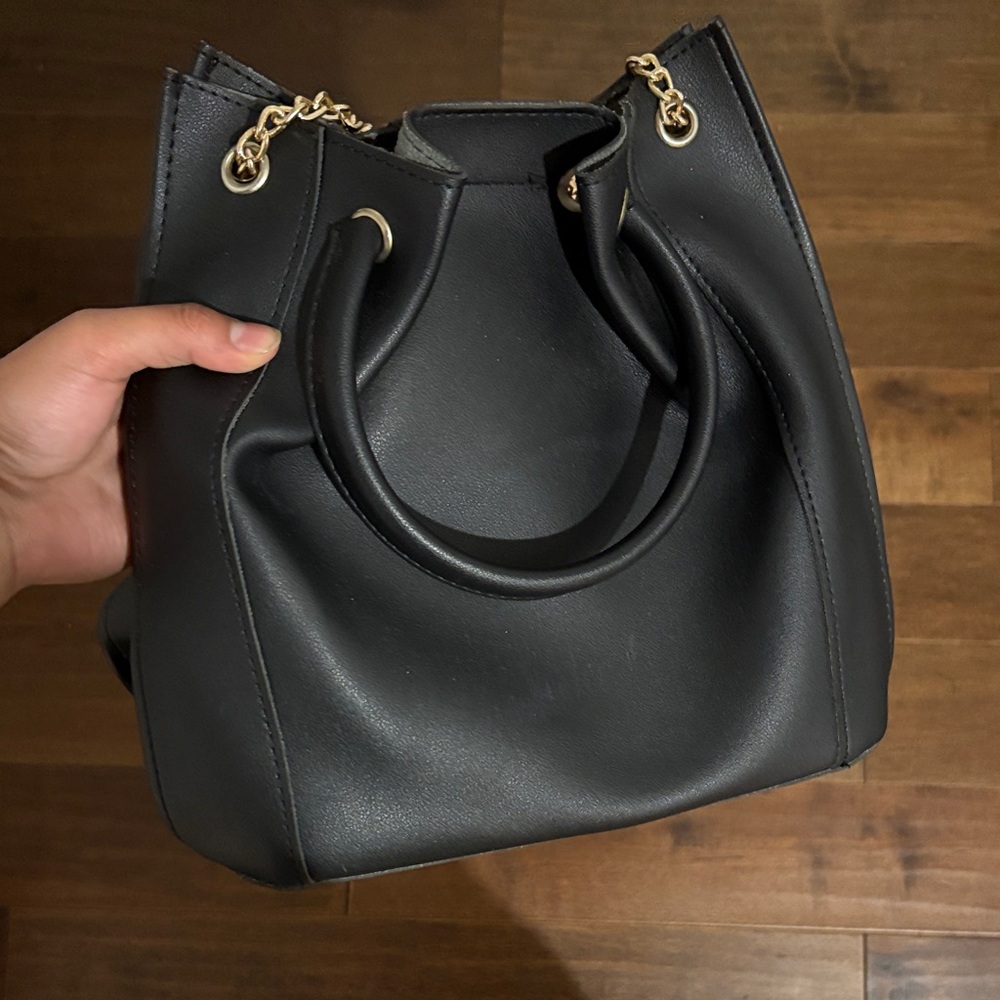 Black Leather Tote Bag